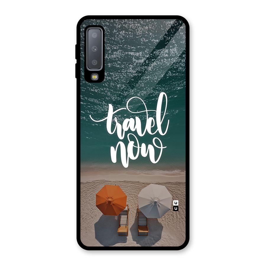 Travel Now Glass Back Case for Galaxy A7 (2018)