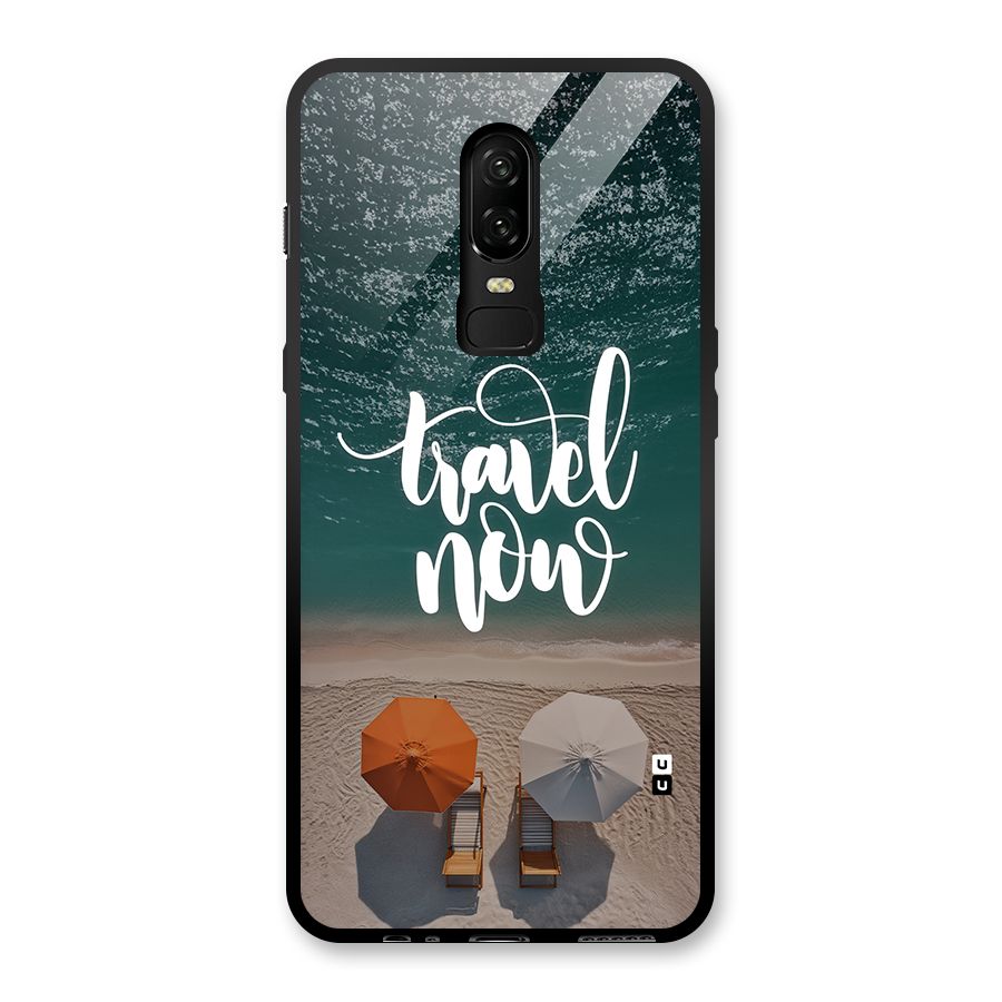 Travel Now Glass Back Case for OnePlus 6
