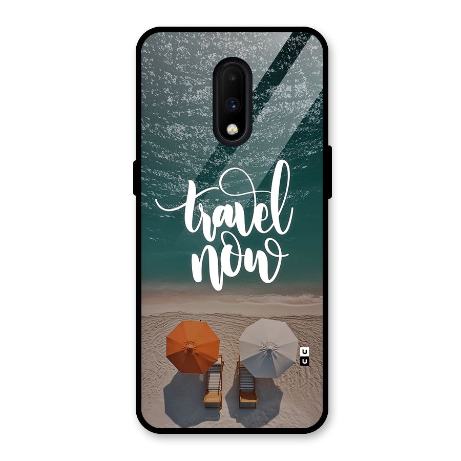 Travel Now Glass Back Case for OnePlus 7