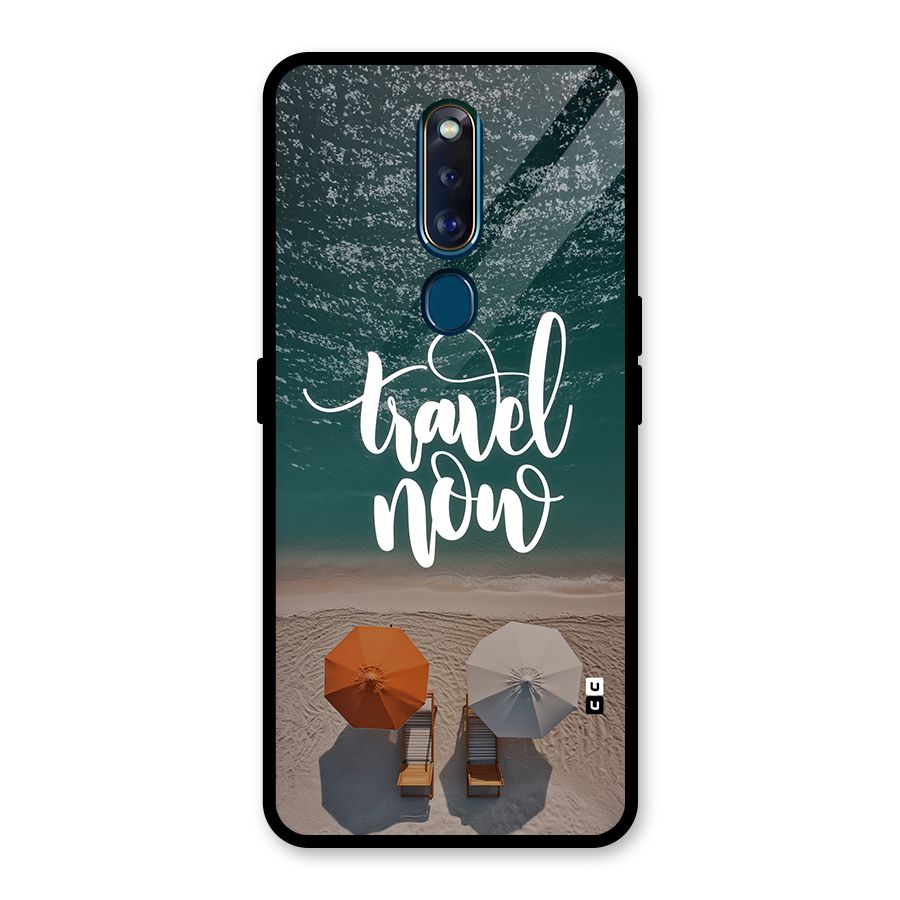 Travel Now Glass Back Case for Oppo F11 Pro