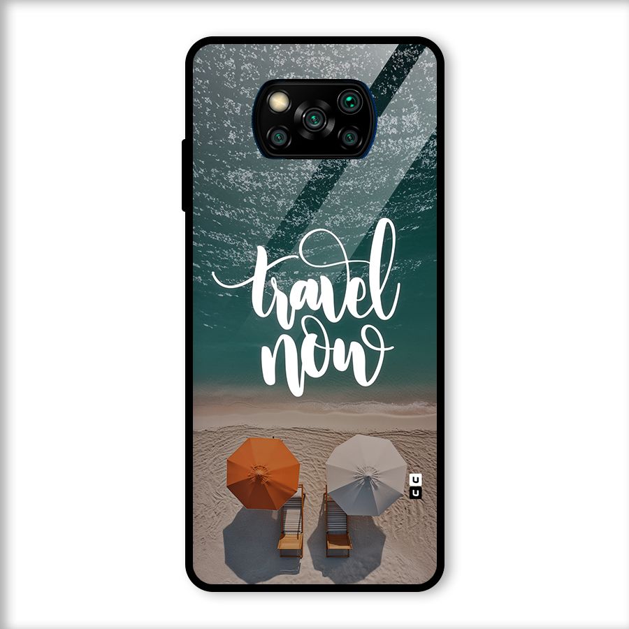 Travel Now Glass Back Case for Poco X3