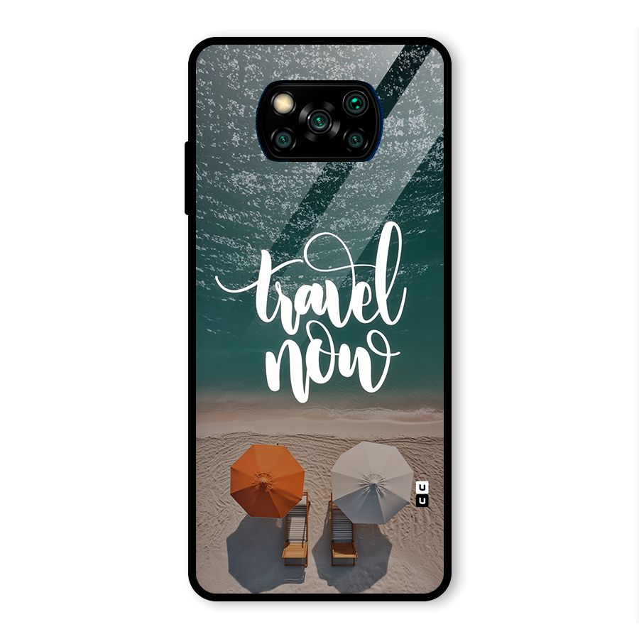Travel Now Glass Back Case for Poco X3 Pro