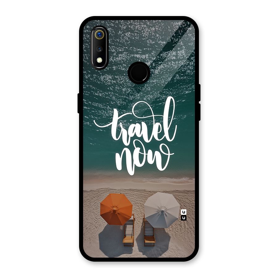 Travel Now Glass Back Case for Realme 3