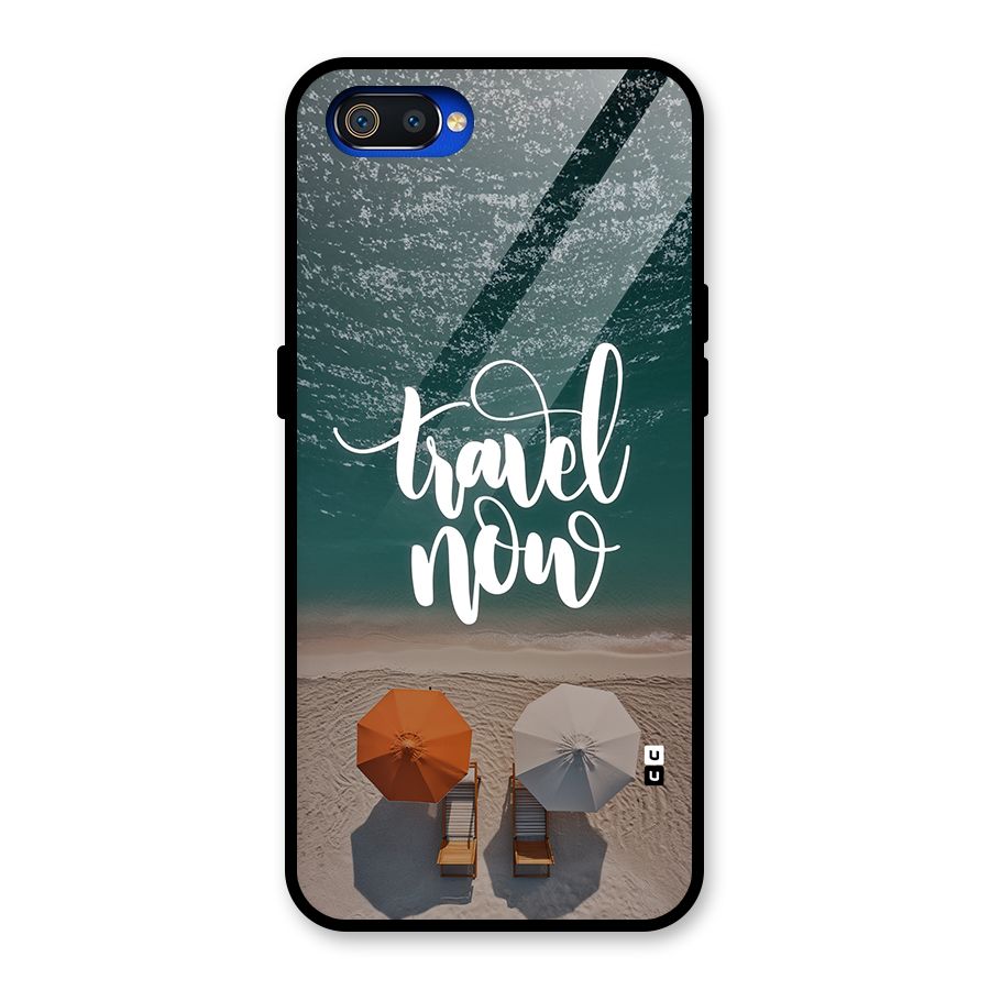 Travel Now Glass Back Case for Realme C2