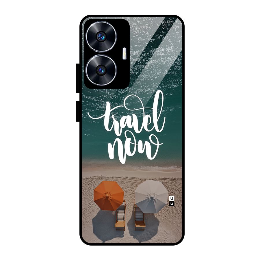 Travel Now Glass Back Case for Realme Narzo N55