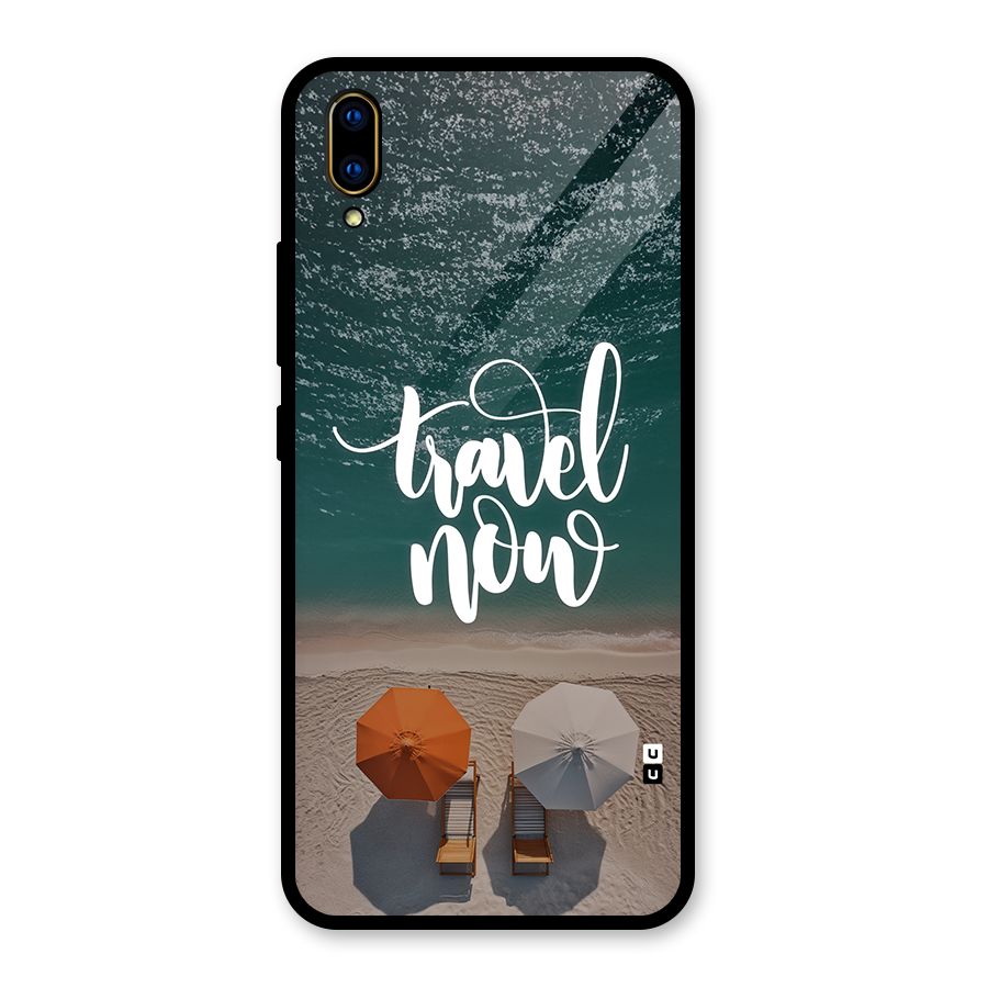 Travel Now Glass Back Case for Vivo V11 Pro