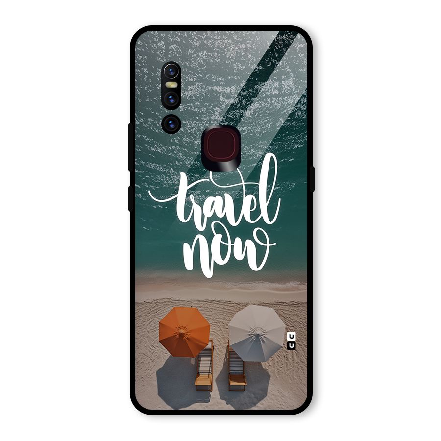 Travel Now Glass Back Case for Vivo V15