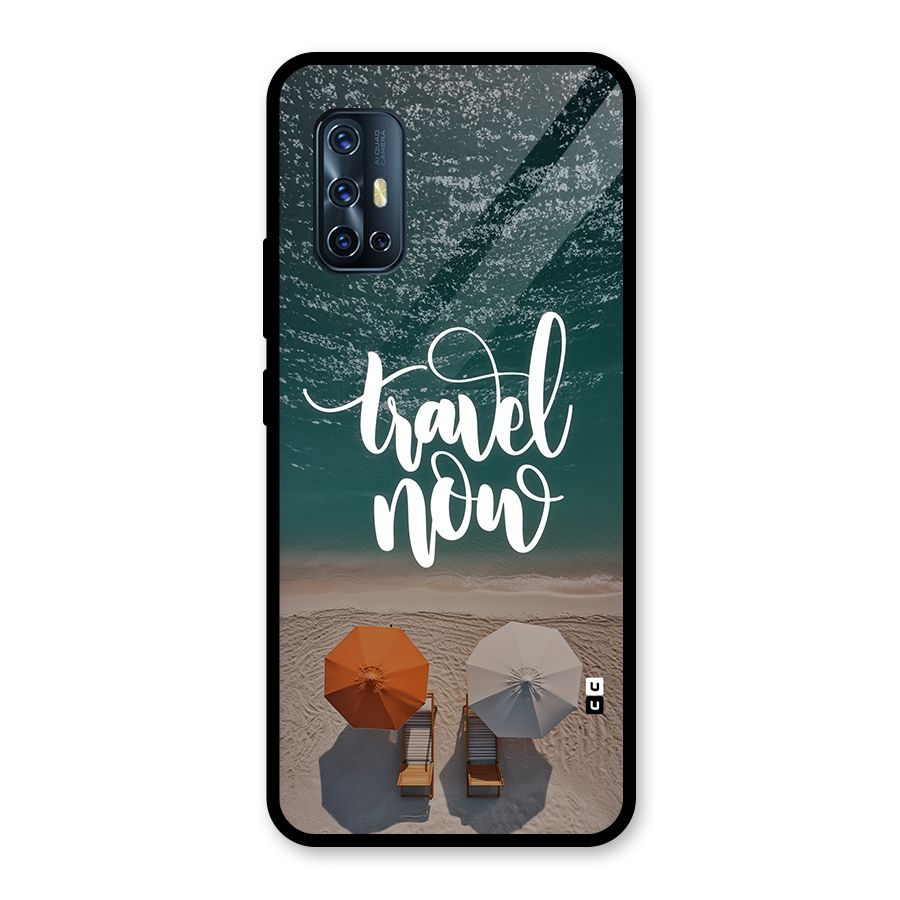 Travel Now Glass Back Case for Vivo V17