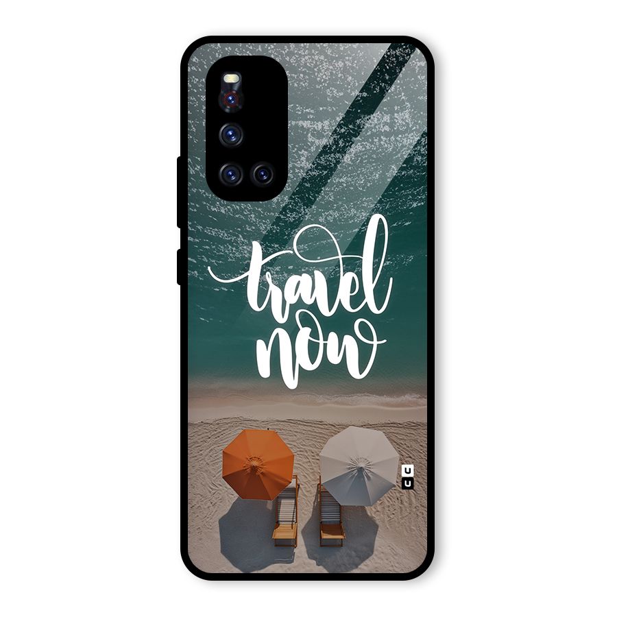 Travel Now Glass Back Case for Vivo V19