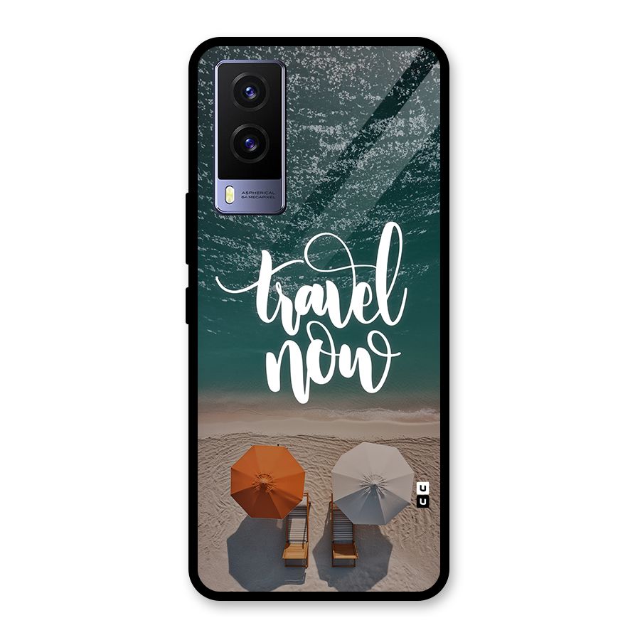 Travel Now Glass Back Case for Vivo V21e 5G