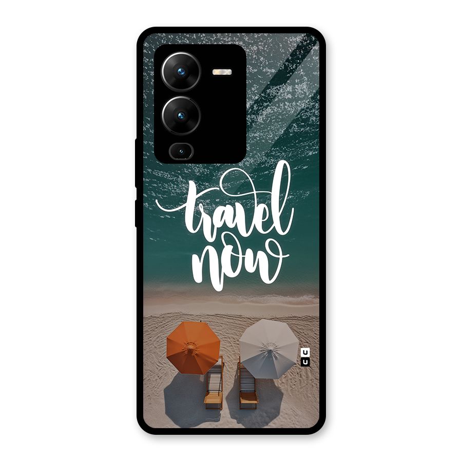 Travel Now Glass Back Case for Vivo V25 Pro