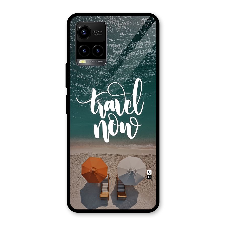 Travel Now Glass Back Case for Vivo Y33s