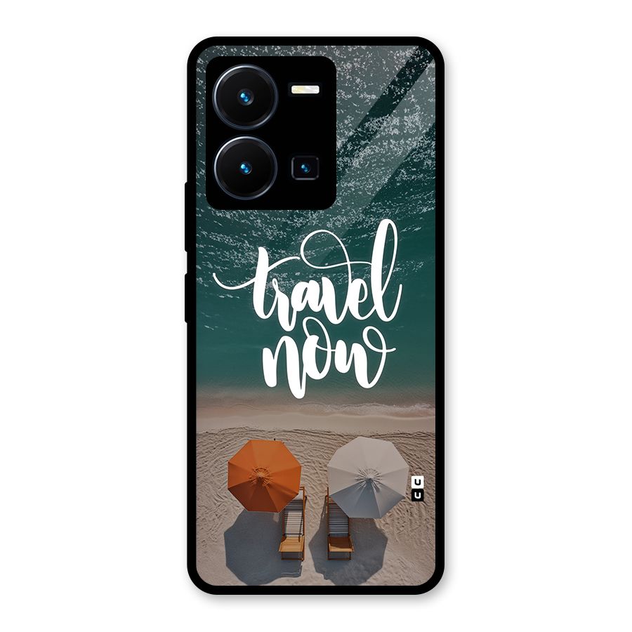 Travel Now Glass Back Case for Vivo Y35