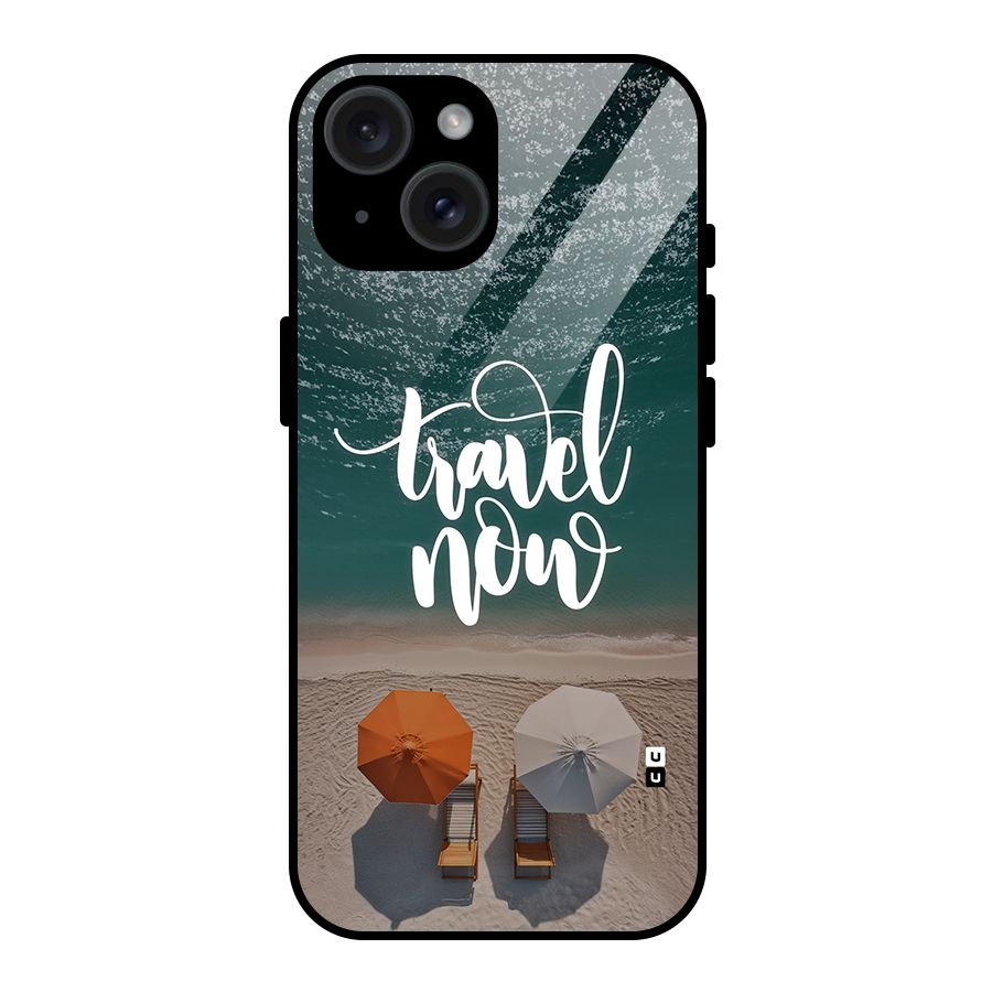 Travel Now Glass Back Case for iPhone 15