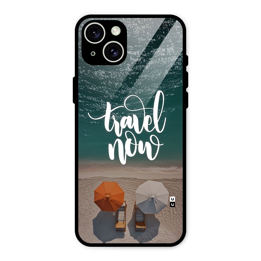 Travel Now Glass Back Case for iPhone 15 Plus