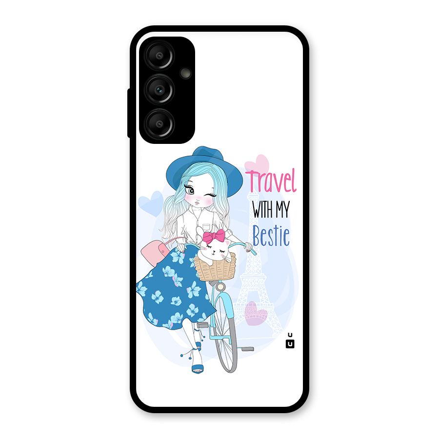 Travel With My Bestie Glass Back Case for Galaxy A14 5G