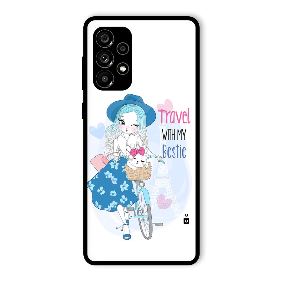 Travel With My Bestie Glass Back Case for Galaxy A73 5G