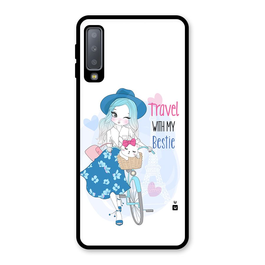 Travel With My Bestie Glass Back Case for Galaxy A7 (2018)