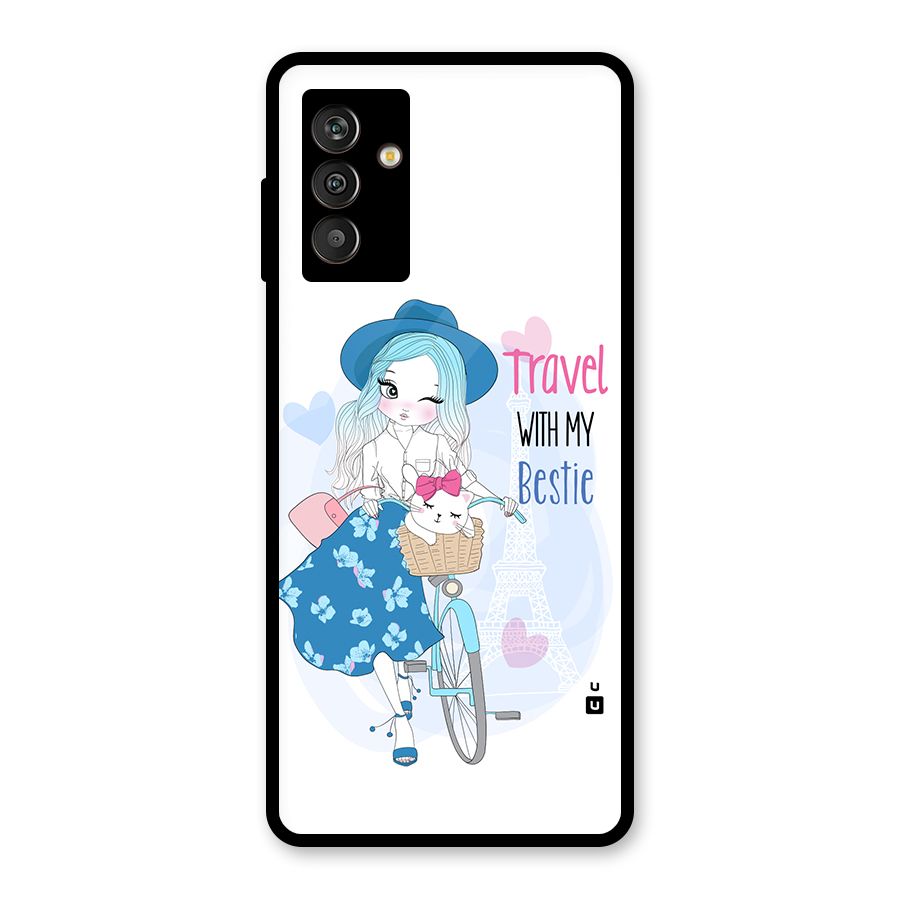 Travel With My Bestie Glass Back Case for Galaxy M13