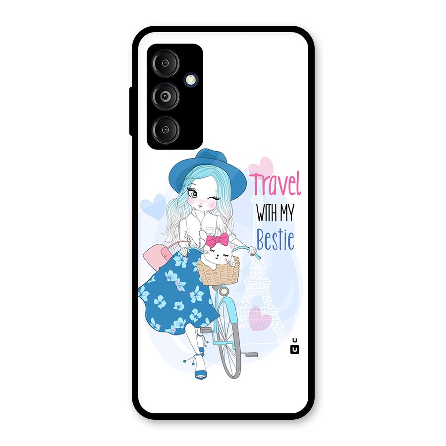 Travel With My Bestie Glass Back Case for Galaxy M14 5G