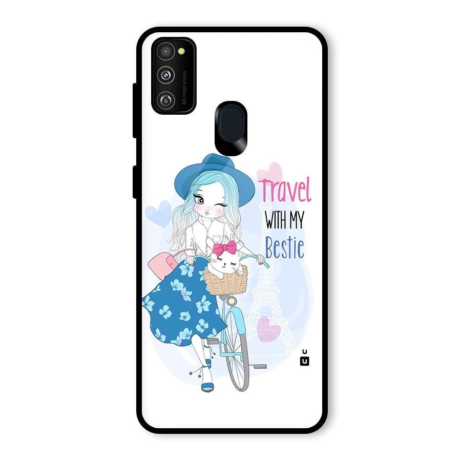Travel With My Bestie Glass Back Case for Galaxy M30s
