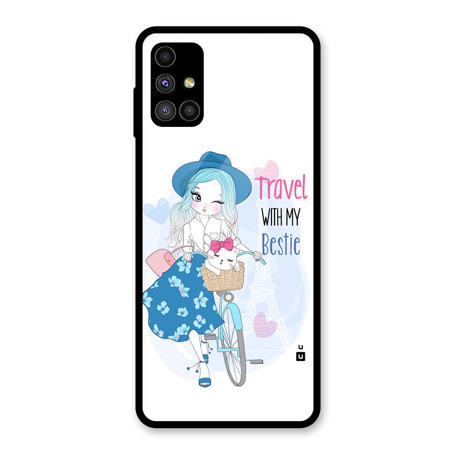 Travel With My Bestie Glass Back Case for Galaxy M51