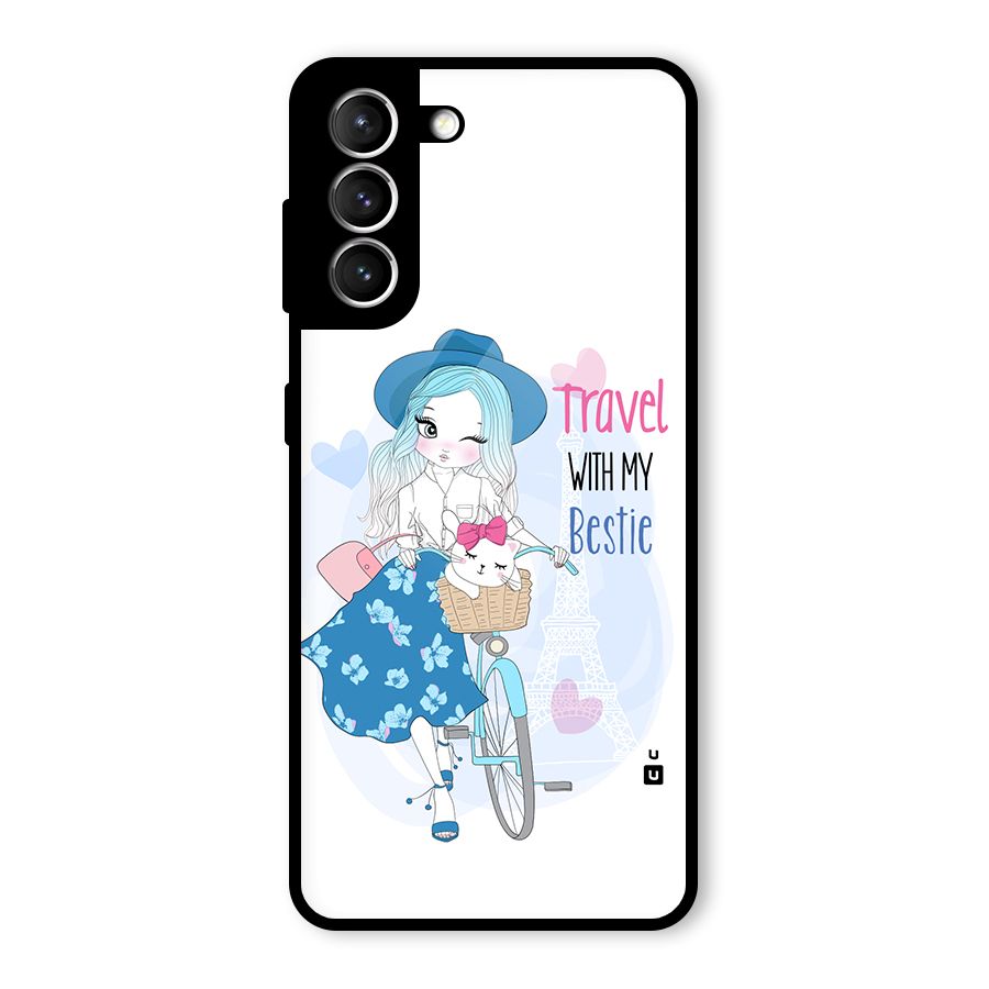 Travel With My Bestie Glass Back Case for Galaxy S21 5G