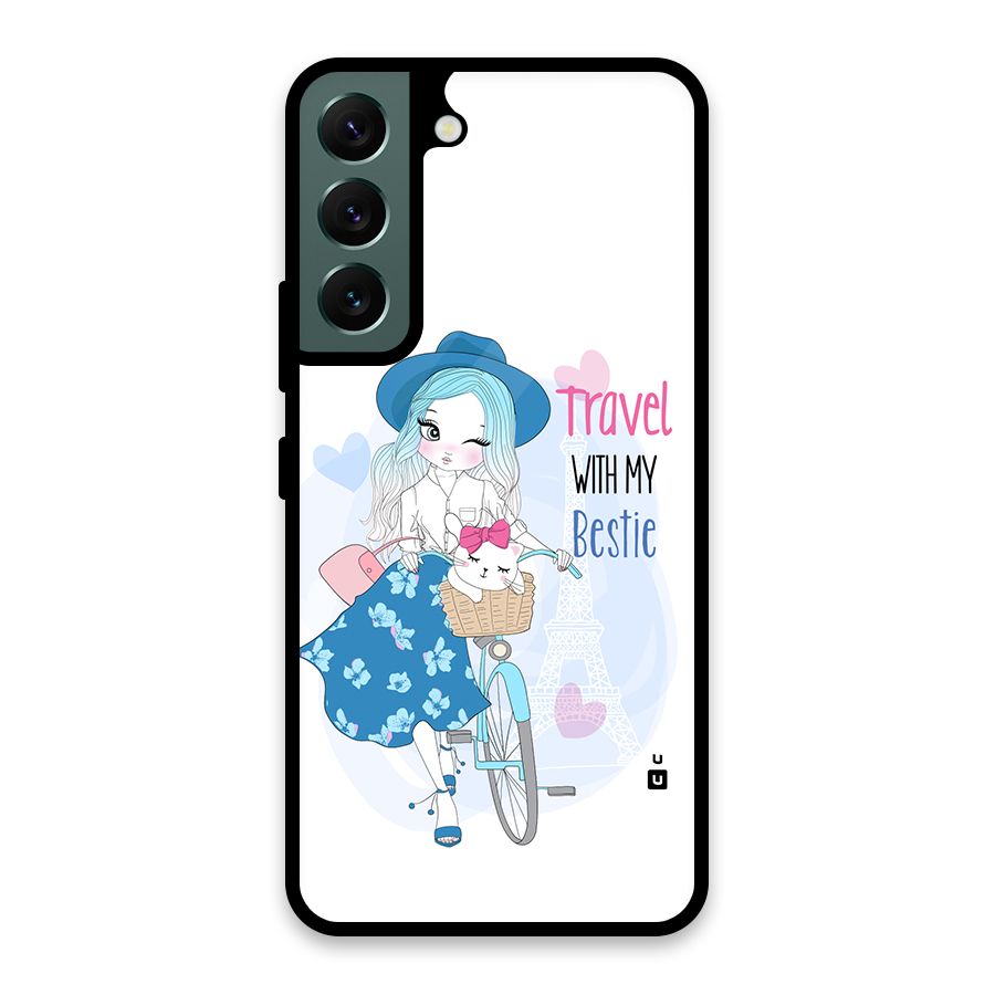 Travel With My Bestie Glass Back Case for Galaxy S22 5G