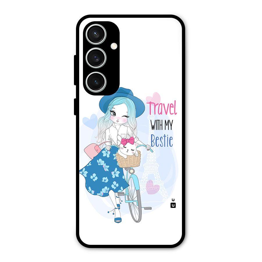Travel With My Bestie Glass Back Case for Galaxy S23 FE