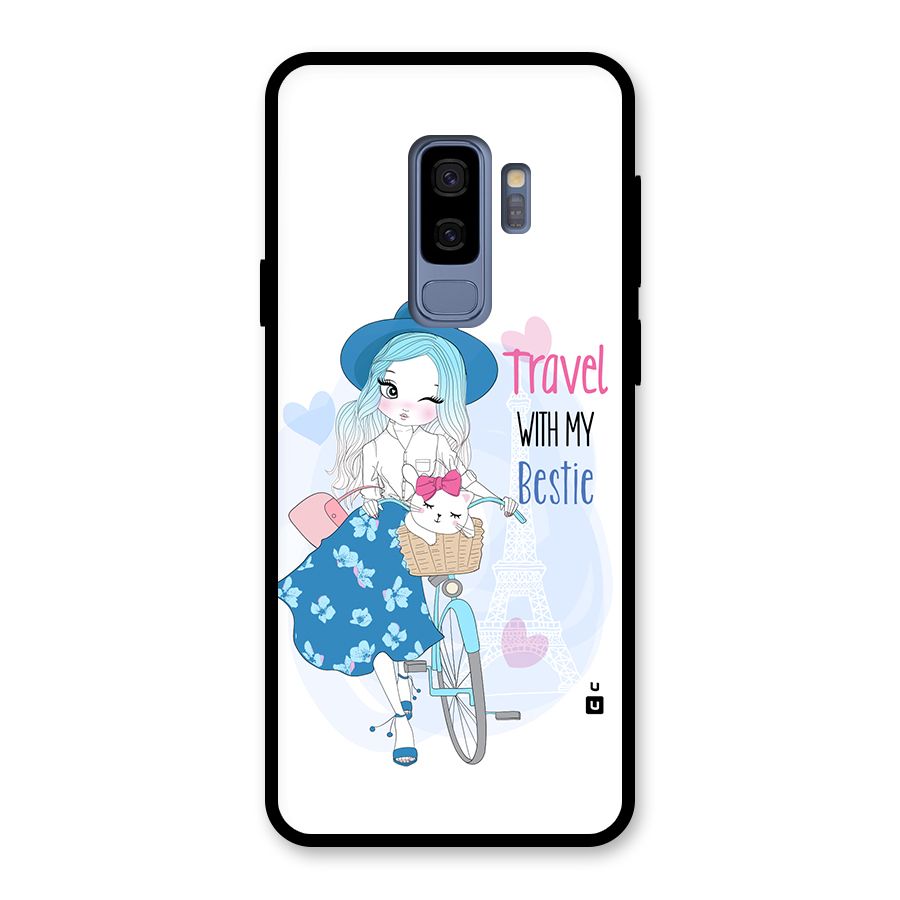 Travel With My Bestie Glass Back Case for Galaxy S9 Plus