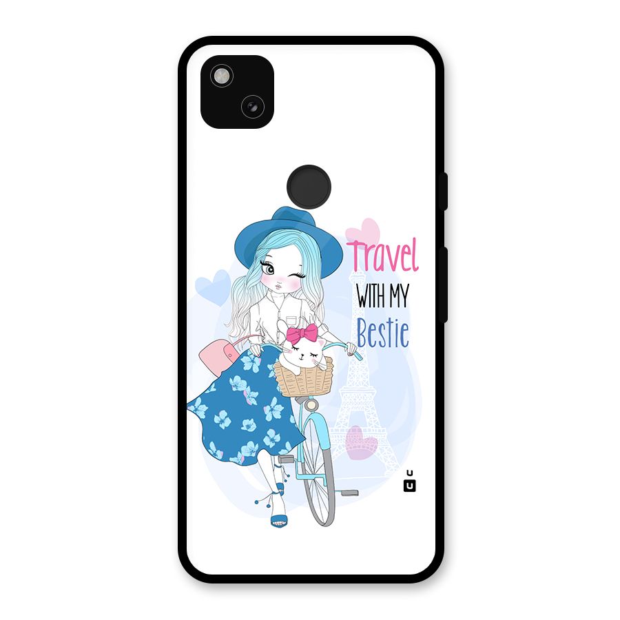 Travel With My Bestie Glass Back Case for Google Pixel 4a