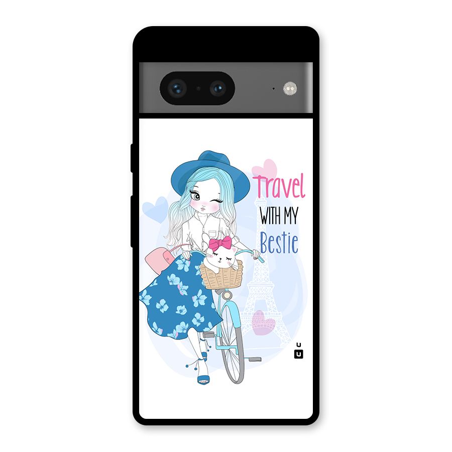 Travel With My Bestie Glass Back Case for Google Pixel 7