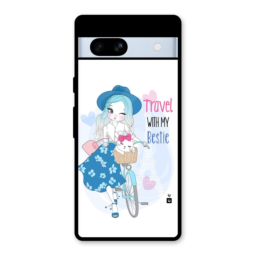 Travel With My Bestie Glass Back Case for Google Pixel 7a