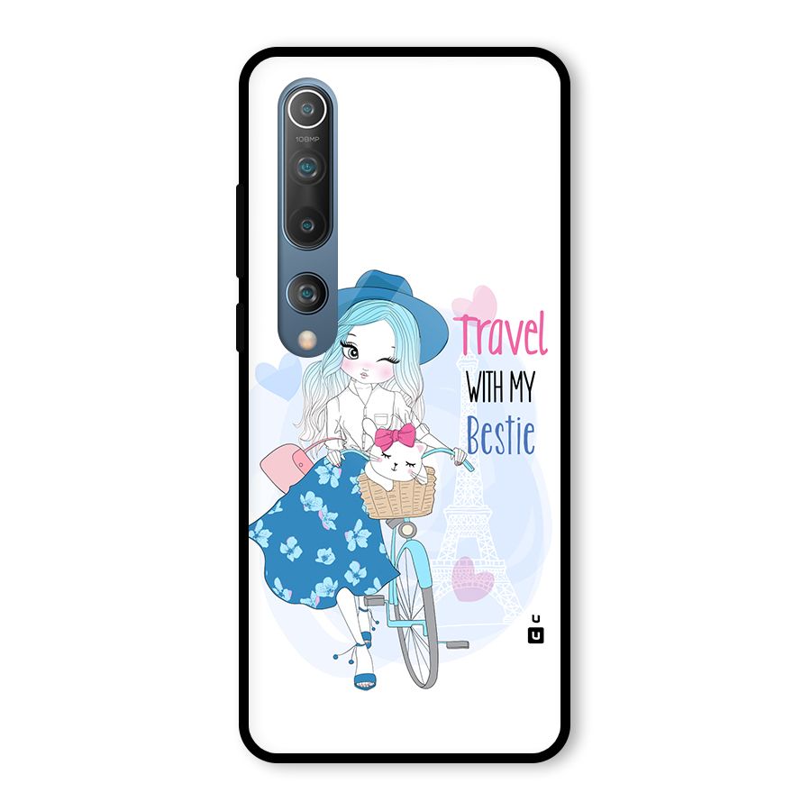 Travel With My Bestie Glass Back Case for Mi 10