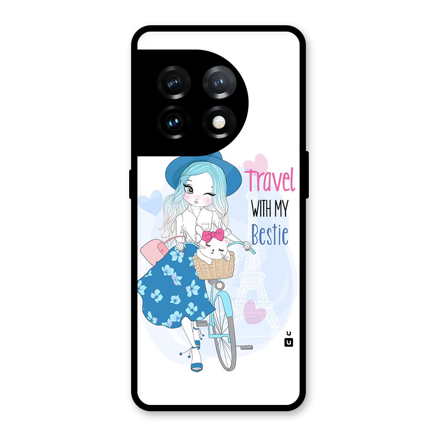 Travel With My Bestie Glass Back Case for OnePlus 11