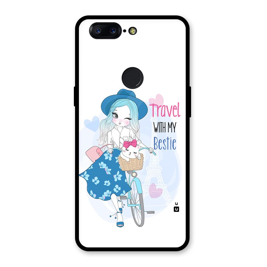 Travel With My Bestie Glass Back Case for OnePlus 5T