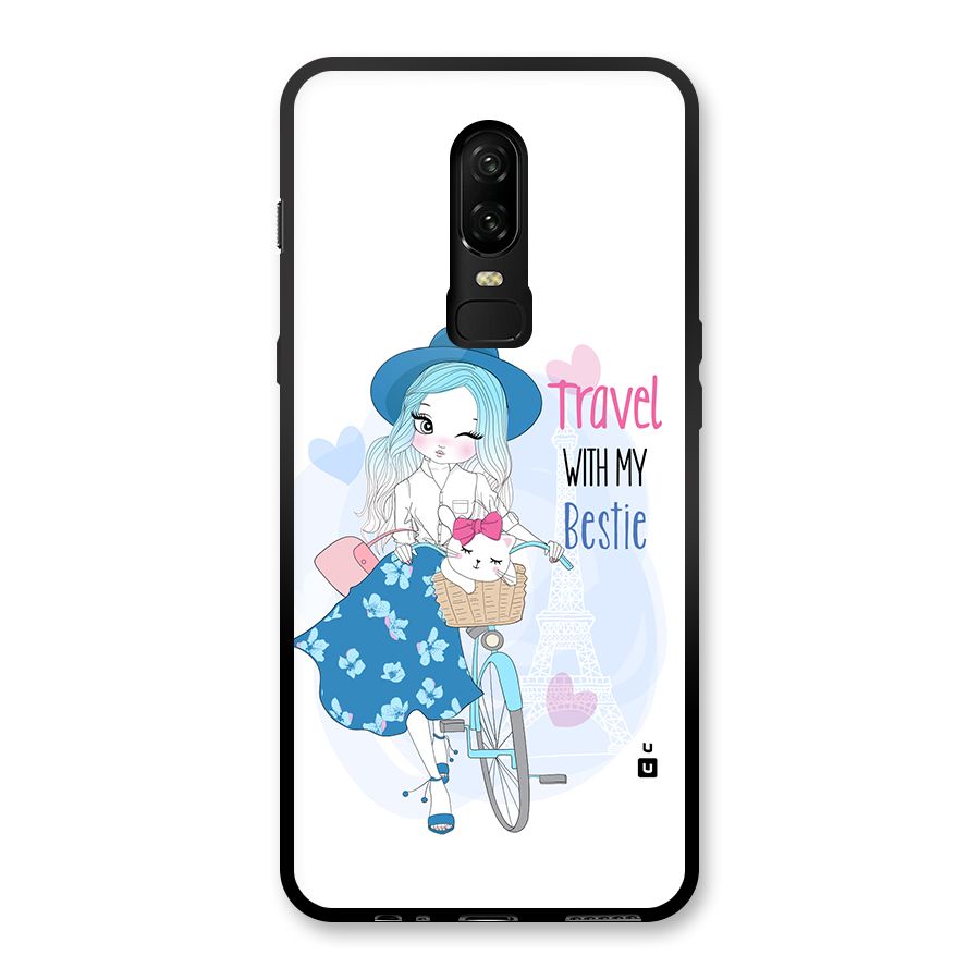 Travel With My Bestie Glass Back Case for OnePlus 6