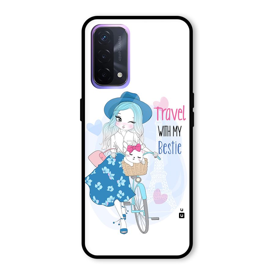 Travel With My Bestie Glass Back Case for Oppo A74 5G