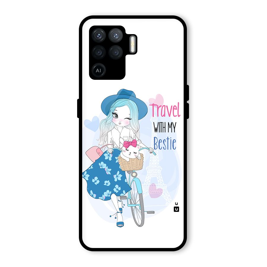 Travel With My Bestie Glass Back Case for Oppo F19 Pro