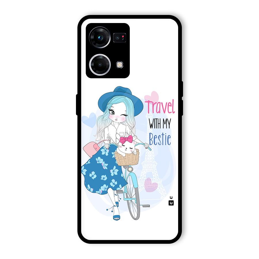 Travel With My Bestie Glass Back Case for Oppo F21s Pro 4G
