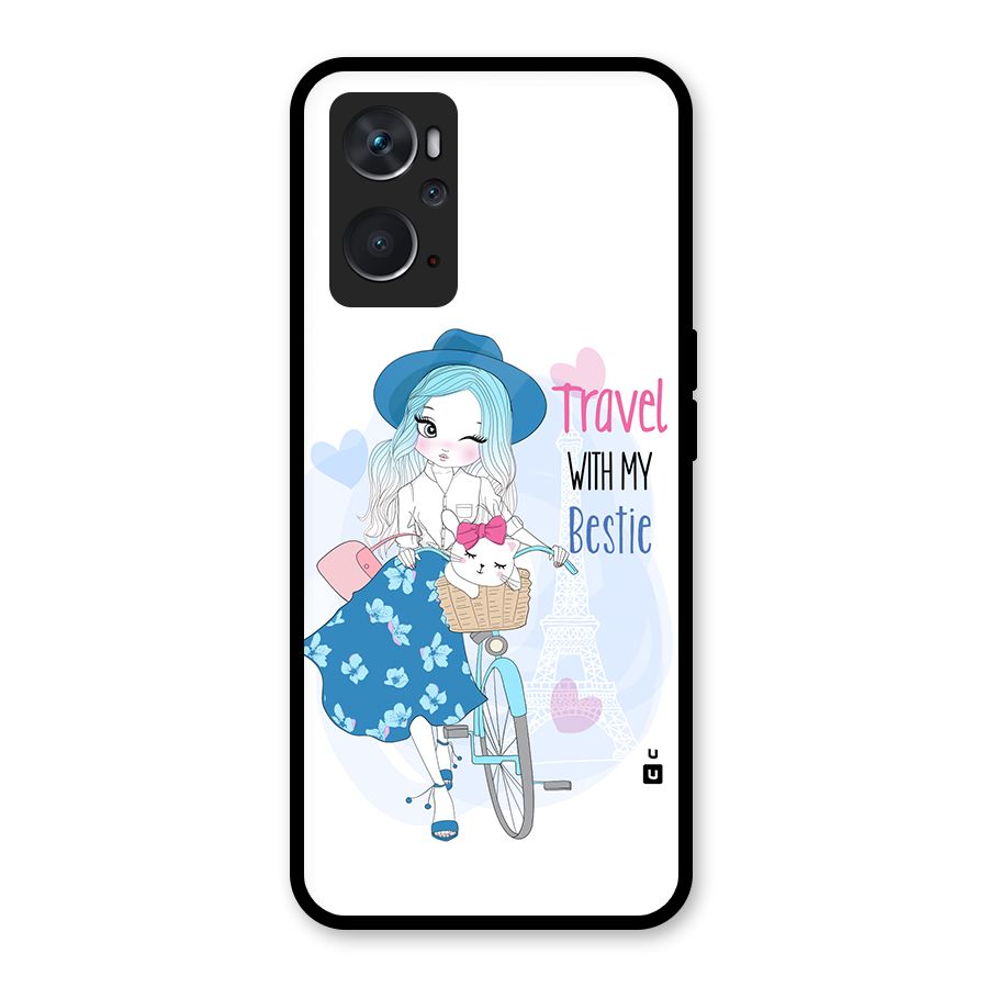 Travel With My Bestie Glass Back Case for Oppo K10 4G