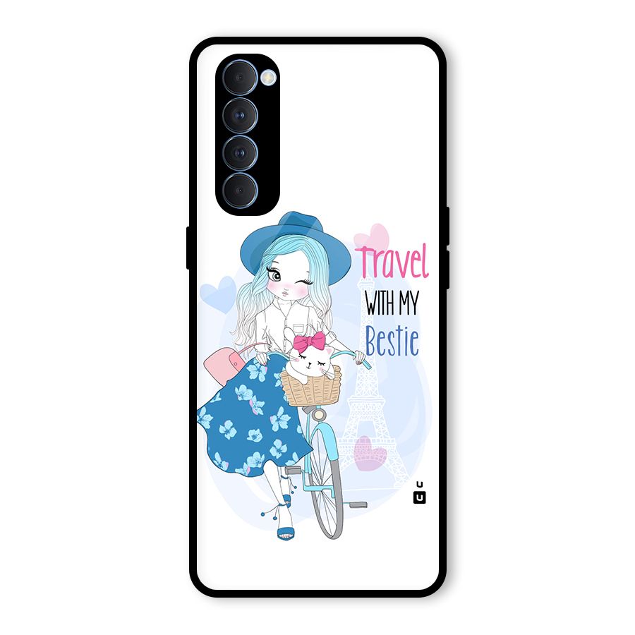 Travel With My Bestie Glass Back Case for Oppo Reno4 Pro