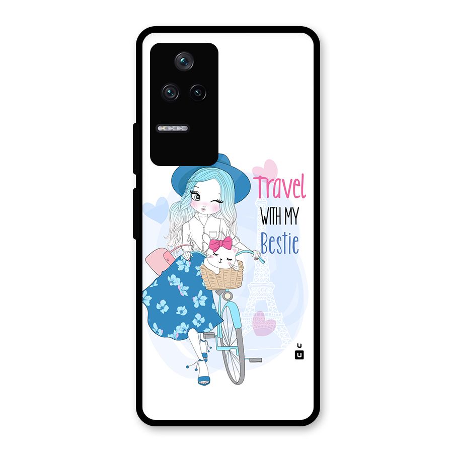 Travel With My Bestie Glass Back Case for Poco F4 5G