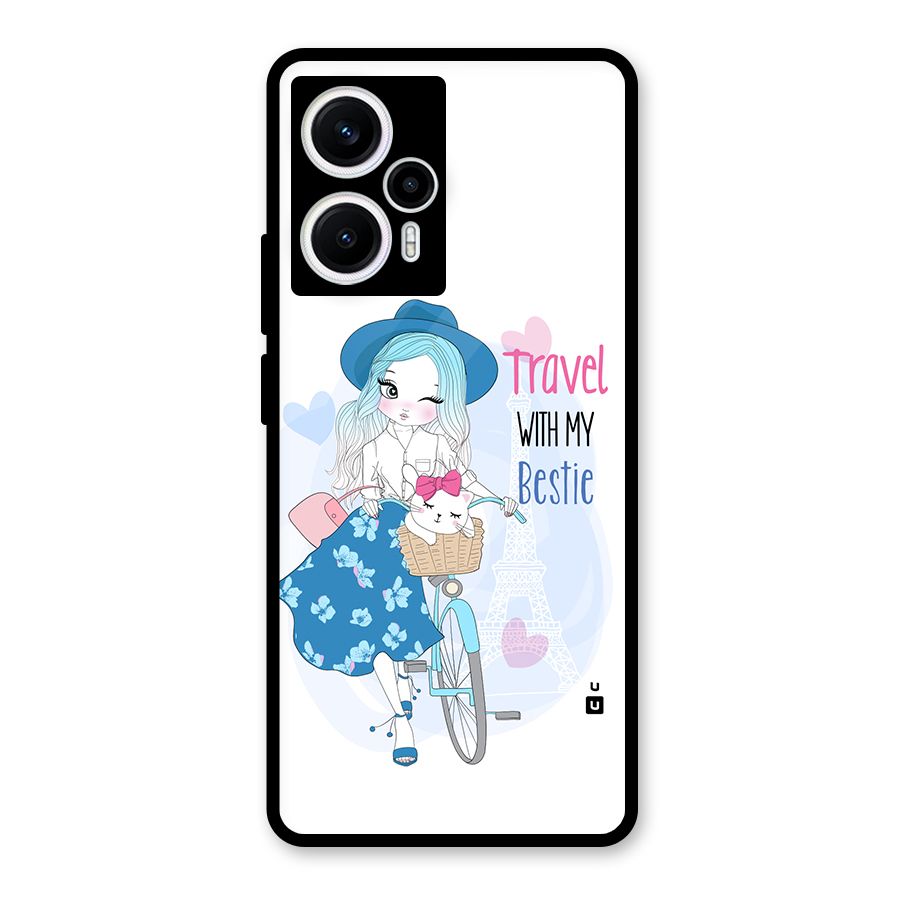 Travel With My Bestie Glass Back Case for Poco F5