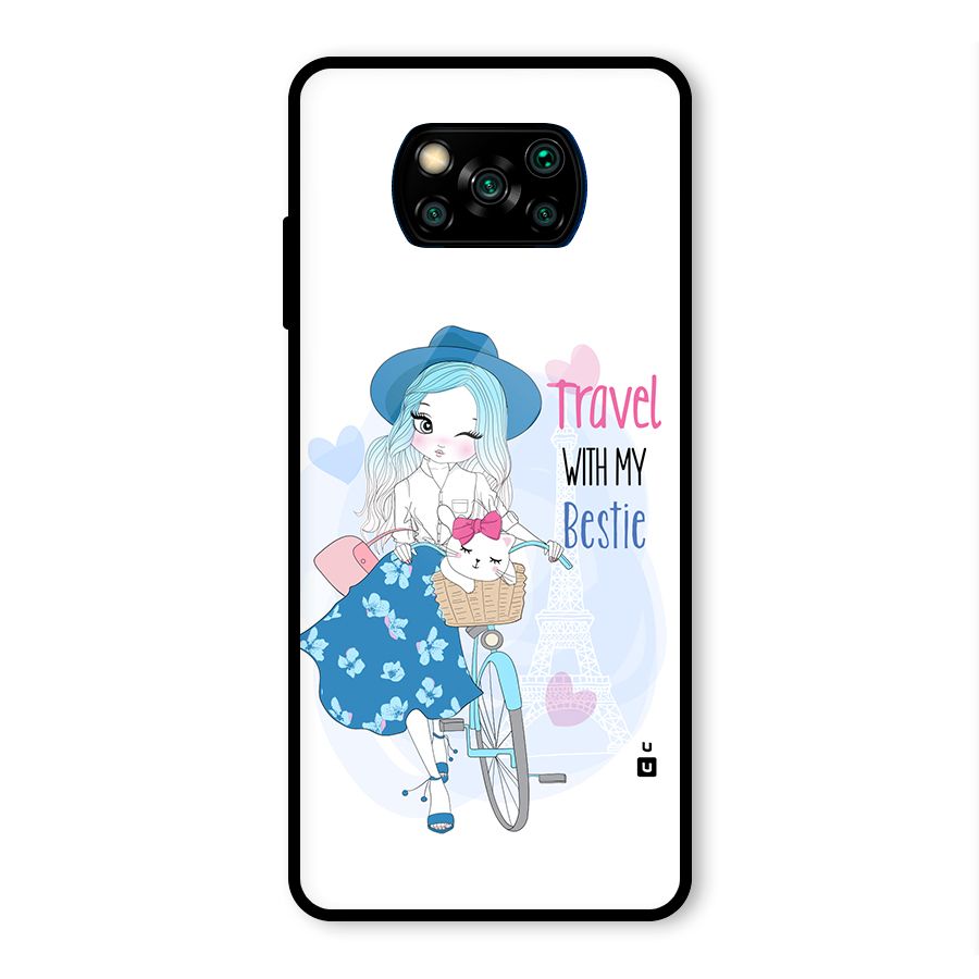 Travel With My Bestie Glass Back Case for Poco X3 Pro