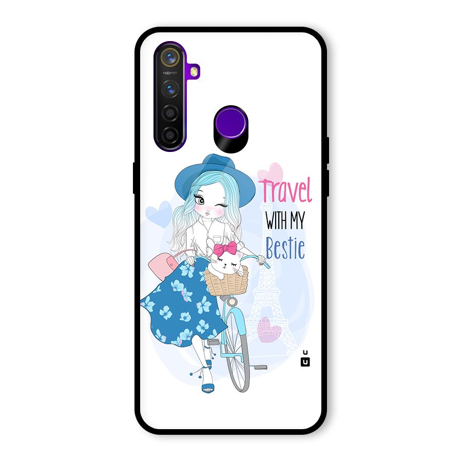 Travel With My Bestie Glass Back Case for Realme 5 Pro
