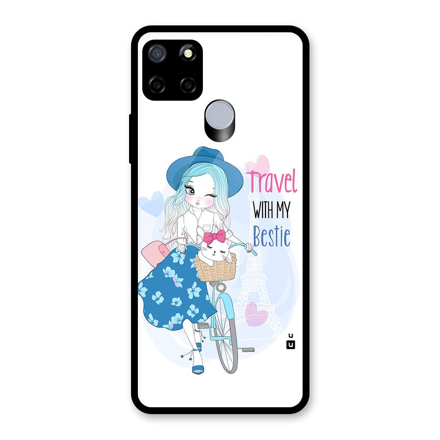 Travel With My Bestie Glass Back Case for Realme C12