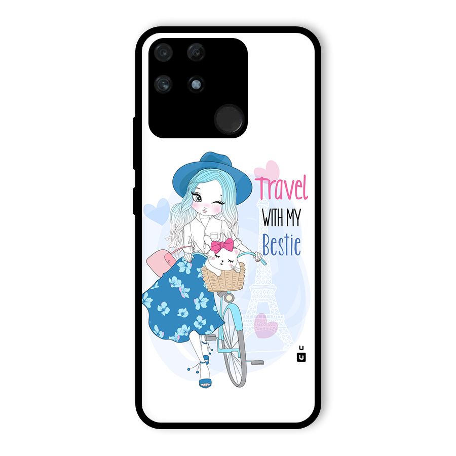 Travel With My Bestie Glass Back Case for Realme Narzo 50A