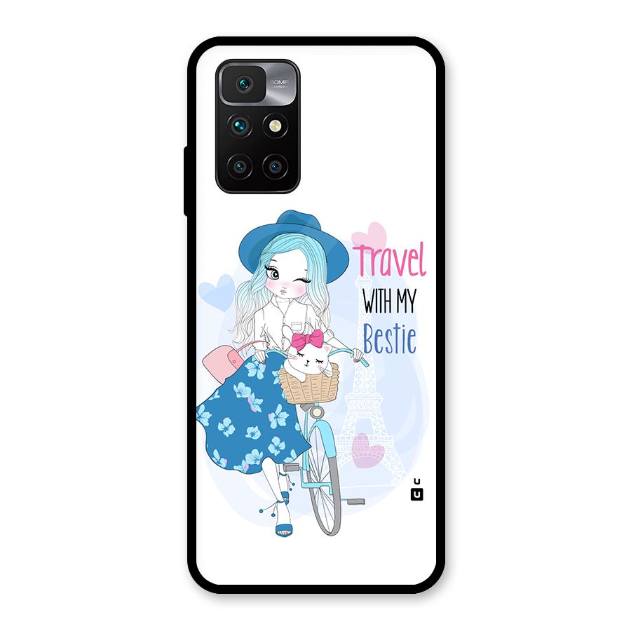 Travel With My Bestie Glass Back Case for Redmi 10 Prime