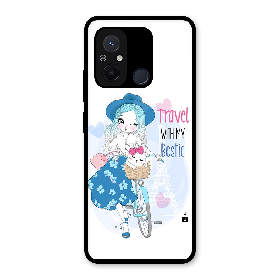 Travel With My Bestie Glass Back Case for Redmi 12C